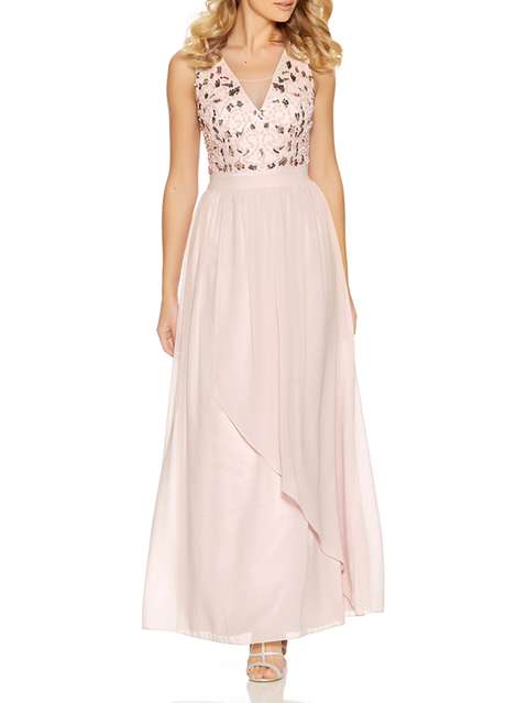 *Quiz Pink Waterfall V-Neck Maxi Dress
